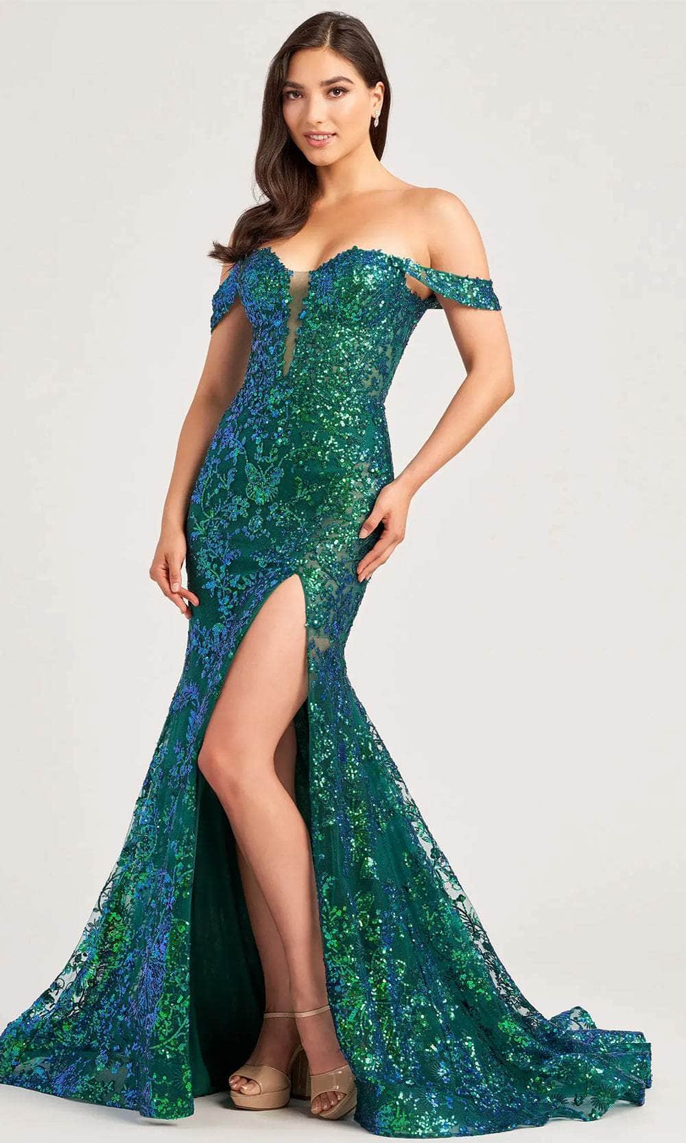 Ellie Wilde EW35014 - Off-Shoulder Sequins Evening Dress

