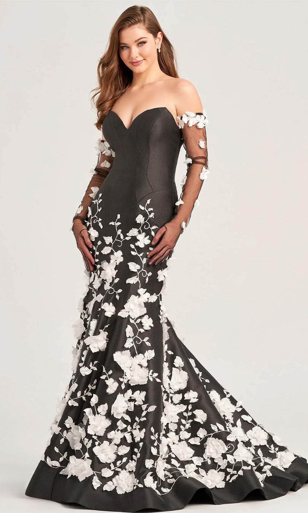 Ellie Wilde EW35036 - Strapless Three-Dimensional Embellished Prom Gown
