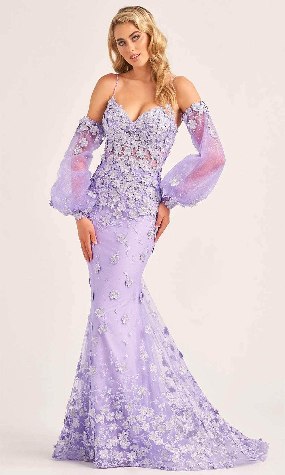 Ellie Wilde EW35107 - Three-Dimensional Flowers Corset Prom Gown
