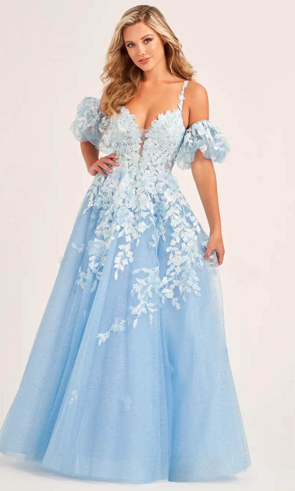 Ellie Wilde EW35205 - Lace Applique Embellished Corset Bodice Prom Gown
