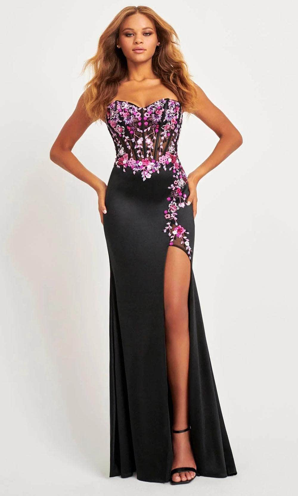 Faviana 11029 - Sweetheart Floral Sequin Prom Gown
