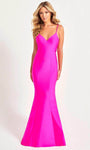 Sophisticated V-neck Bandeau Neck Spaghetti Strap Mermaid Cutout Hidden Back Zipper Natural Waistline Prom Dress with a Brush/Sweep Train