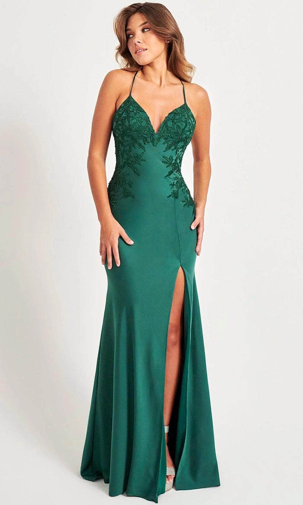 Faviana 11070 - Lace Up Back Satin Prom Gown
