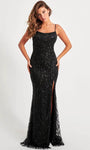 Sophisticated Natural Waistline Scoop Neck Sheath Spaghetti Strap Open-Back Beaded Slit Hidden Back Zipper Sheer Tulle Sheath Dress/Prom Dress with a Brush/Sweep Train