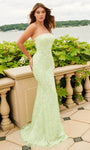 Sophisticated Strapless Sheath Hidden Back Zipper Slit Lace-Up Wrap Beaded Applique Natural Waistline Straight Neck Sheath Dress/Prom Dress with a Brush/Sweep Train