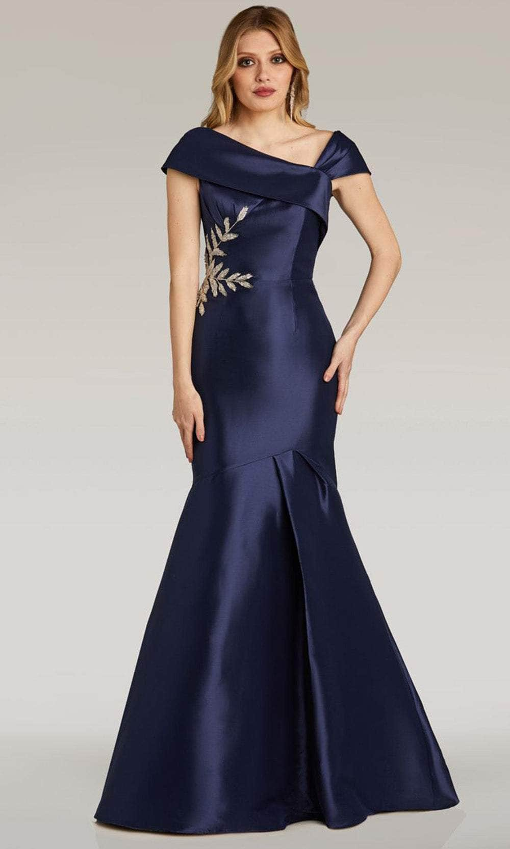 Feriani Couture 18268 - Asymmetric Neck Mikado Evening Gown
