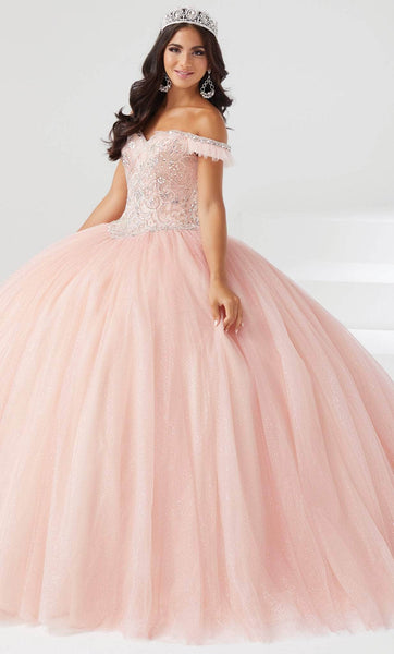 Tulle Basque Natural Waistline Off the Shoulder Floor Length Glittering Crystal Beaded Lace-Up Ball Gown Evening Dress with a Chapel Train With Ruffles