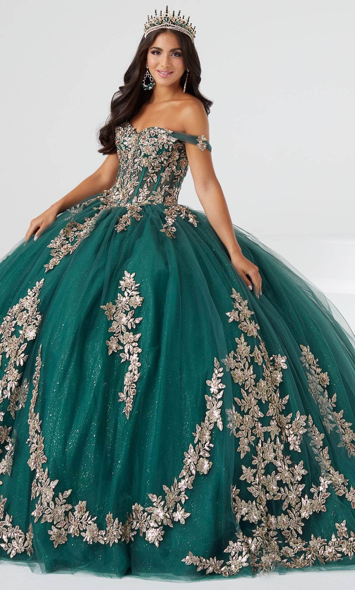 Fiesta Gowns 56461 - Floral Appliqued Quinceanera Dress
