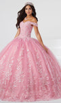 Sweetheart Floral Print Off the Shoulder Elasticized Natural Waistline Floor Length Embroidered Lace-Up Glittering Ball Gown Party Dress with a Chapel Train