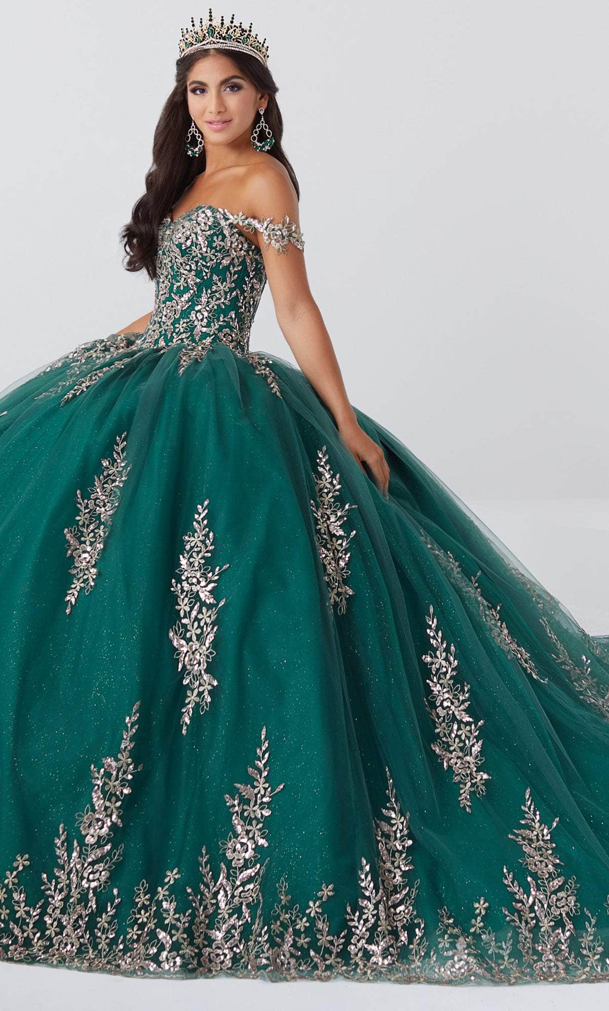 Fiesta Gowns 56466 - Embellished Glittery Tulle Voluminous Dress
