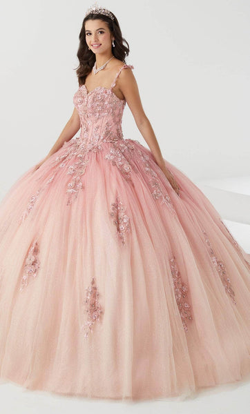 Tulle Floral Print Sweetheart Basque Corset Natural Waistline Floor Length Glittering Applique Lace-Up Ball Gown Dress with a Chapel Train