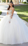 Strapless Floor Length Short Natural Waistline Sequined Sweetheart Ball Gown Dress with a Brush/Sweep Train With a Bow(s) and Rhinestones