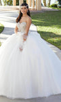 Strapless Floor Length Short Sweetheart Natural Waistline Sequined Ball Gown Dress with a Brush/Sweep Train With a Bow(s) and Rhinestones