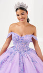 Off the Shoulder Natural Waistline Lace-Up Applique Glittering Sequined Pleated Sweetheart Dress with a Brush/Sweep Train