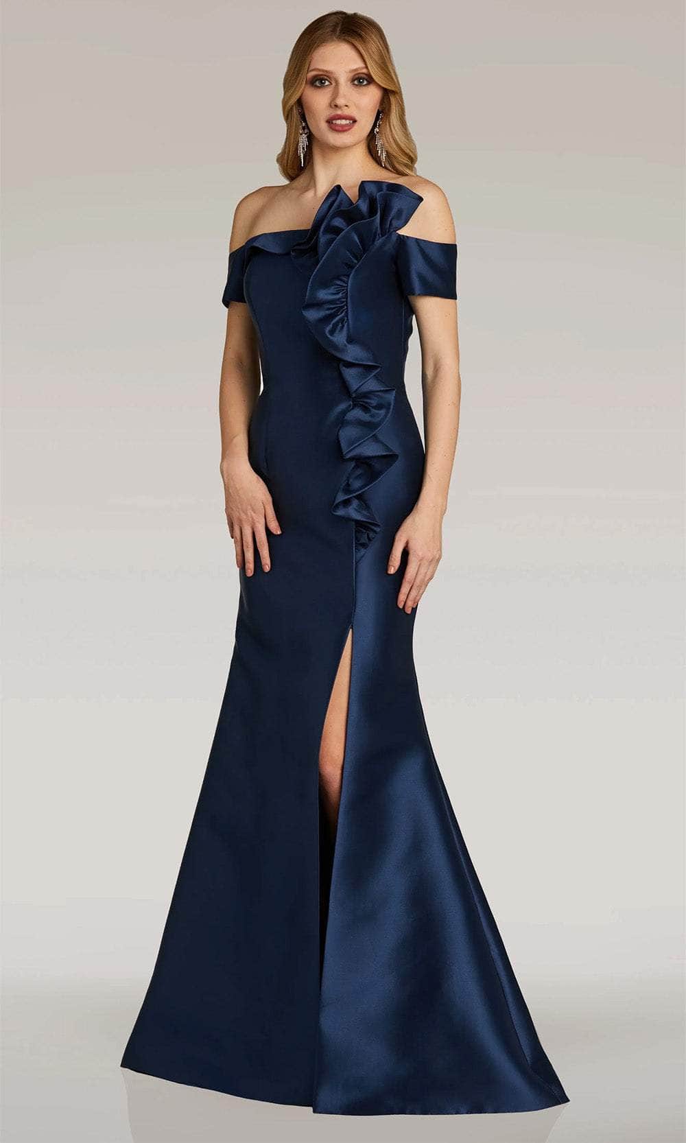 Gia Franco 12313 - Ruffled Off Shoulder Evening Dress
