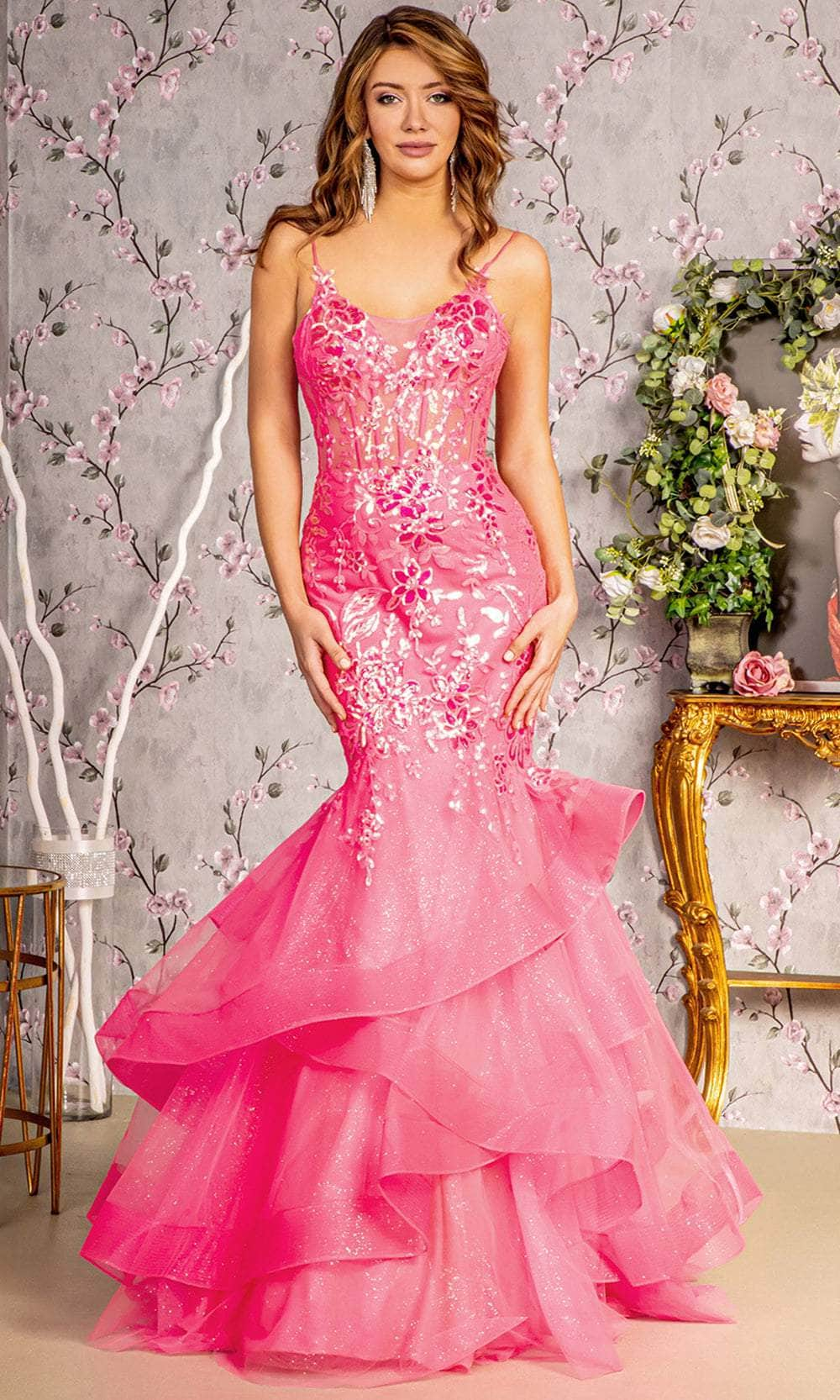 GLS by Gloria GL3205 - Ruffled Trumpet Evening Dress
