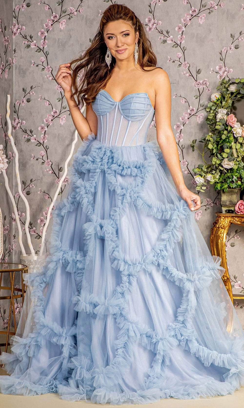 GLS by Gloria GL3455 - Ruffled Sweetheart Evening Dress
