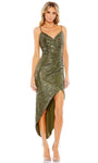 V-neck Sheath Polyester Natural Waistline Back Zipper Sequined Ruched V Back Sleeveless Spaghetti Strap Sheath Dress