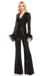 Feather Detailed Long Sleeve Jumpsuit