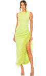 Sophisticated Natural Waistline Sheath Sleeveless Jeweled Neck Draped Gathered Back Zipper Slit Tea Length Sheath Dress