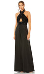 Sleeveless Floor Length Empire Waistline Sequined Back Zipper Cutout Open-Back Halter Jumpsuit