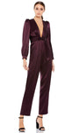 A2647 V Neckline Long Sleeve Jumpsuit