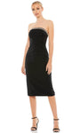 Sophisticated Strapless Jeweled Fitted Back Zipper Straight Neck Above the Knee Sheath Natural Waistline Sheath Dress