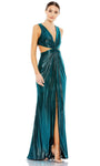 Tall Sophisticated V-neck Natural Waistline Back Zipper Open-Back Cutout Slit Pleated Sheath Sheath Dress/Prom Dress