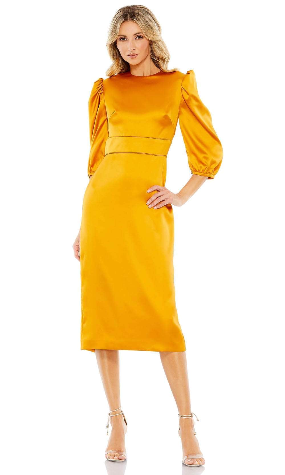 Ieena Duggal 26927 - High-Neckline Tea Length Dress
