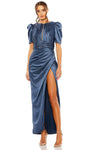 Sophisticated Sheath Puff Sleeves Sleeves Ruched Pleated Back Zipper Slit Sheath Dress/Party Dress