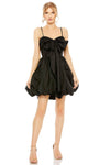 Sweetheart Spaghetti Strap Cocktail Short Draped Ruched Back Zipper Bubble Dress Natural Waistline Dress With a Bow(s)