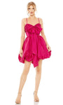 Spaghetti Strap Sweetheart Cocktail Short Bubble Dress Natural Waistline Ruched Draped Back Zipper Dress With a Bow(s)