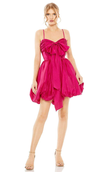 Natural Waistline Cocktail Short Sweetheart Spaghetti Strap Draped Back Zipper Ruched Bubble Dress Dress With a Bow(s)
