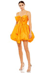 Sweetheart Spaghetti Strap Natural Waistline Cocktail Short Bubble Dress Ruched Back Zipper Draped Dress With a Bow(s)