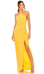 Sophisticated Sleeveless Slit Back Zipper Ruched Open-Back Halter Sheath Floor Length Empire Waistline Sheath Dress/Prom Dress