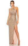 Sophisticated Back Zipper Ruched Sequined Slit Illusion Open-Back Natural Waistline Halter Sheath Polyester Sheath Dress