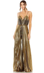 Tall Sophisticated V-neck Pleated Back Zipper Open-Back Floor Length Sleeveless Spaghetti Strap Natural Waistline Jumpsuit