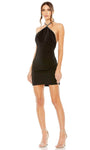 Sheath Natural Waistline Beaded Open-Back Fitted Short Halter Sheath Dress With Rhinestones