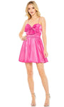 Bubble Dress Sweetheart Empire Waistline Back Zipper Cutout Shirred Spaghetti Strap Spring Cocktail Short Prom Dress With a Bow(s)