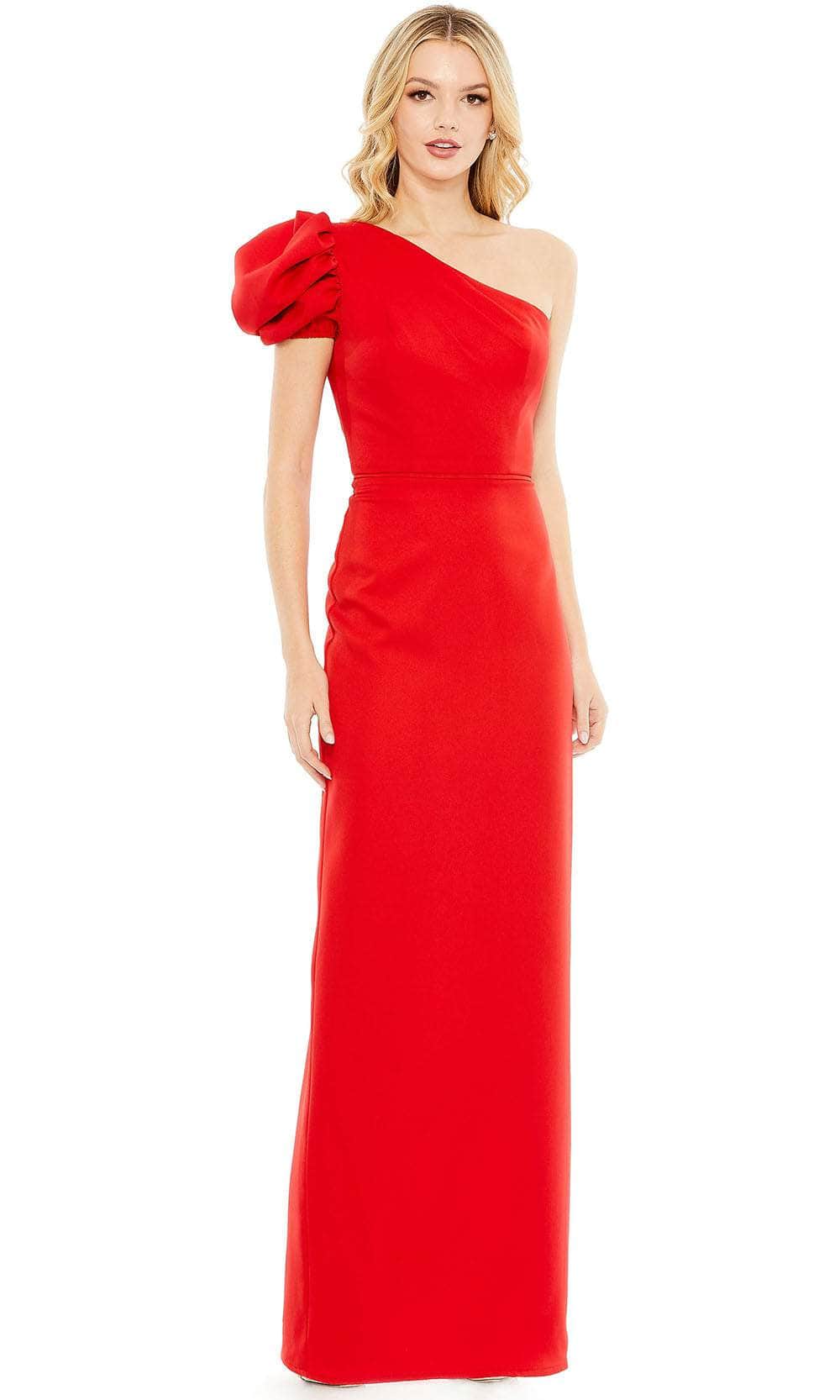 Ieena Duggal 49630 - Asymmetrical Neckline One Ruffled Sleeve Dress
