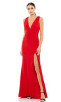 V-neck Empire Waistline Floor Length Back Zipper Slit Pleated Sheath Sleeveless Plunging Neck Sheath Dress/Evening Dress