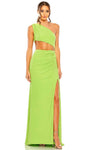 Spring Sleeveless Sheath Cutout Asymmetric Ruched Slit Open-Back Natural Waistline Sheath Dress/Evening Dress with a Brush/Sweep Train