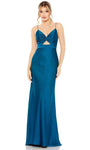 V-neck Open-Back Cutout Ruched Floor Length Sleeveless Spaghetti Strap Empire Waistline Sheath Sheath Dress/Evening Dress