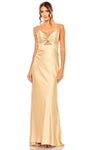 V-neck Sheath Sleeveless Spaghetti Strap Cutout Ruched Open-Back Empire Waistline Floor Length Sheath Dress/Evening Dress