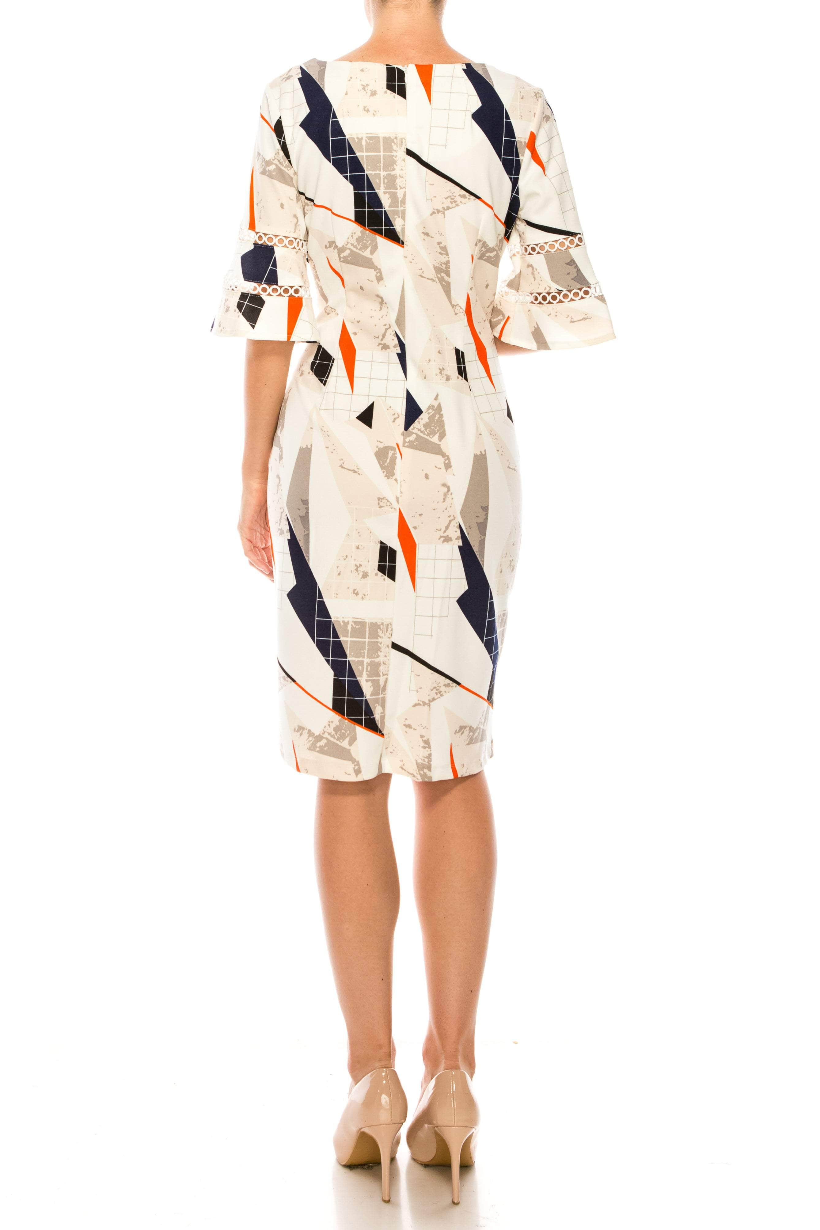 ILE Clothing SCP5901RE - Bell Sleeve Print Dress
