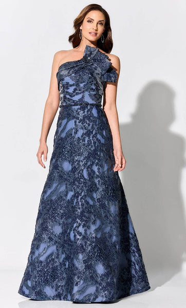 A-line Floor Length Sleeveless Fall Wrap Beaded Belted Asymmetric Natural Waistline Evening Dress With Ruffles