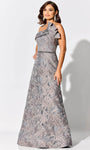 A-line Beaded Asymmetric Belted Wrap Floor Length Natural Waistline Sleeveless Fall Evening Dress With Ruffles