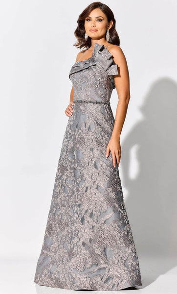 A-line Floor Length Belted Asymmetric Wrap Beaded Sleeveless Fall Natural Waistline Evening Dress With Ruffles