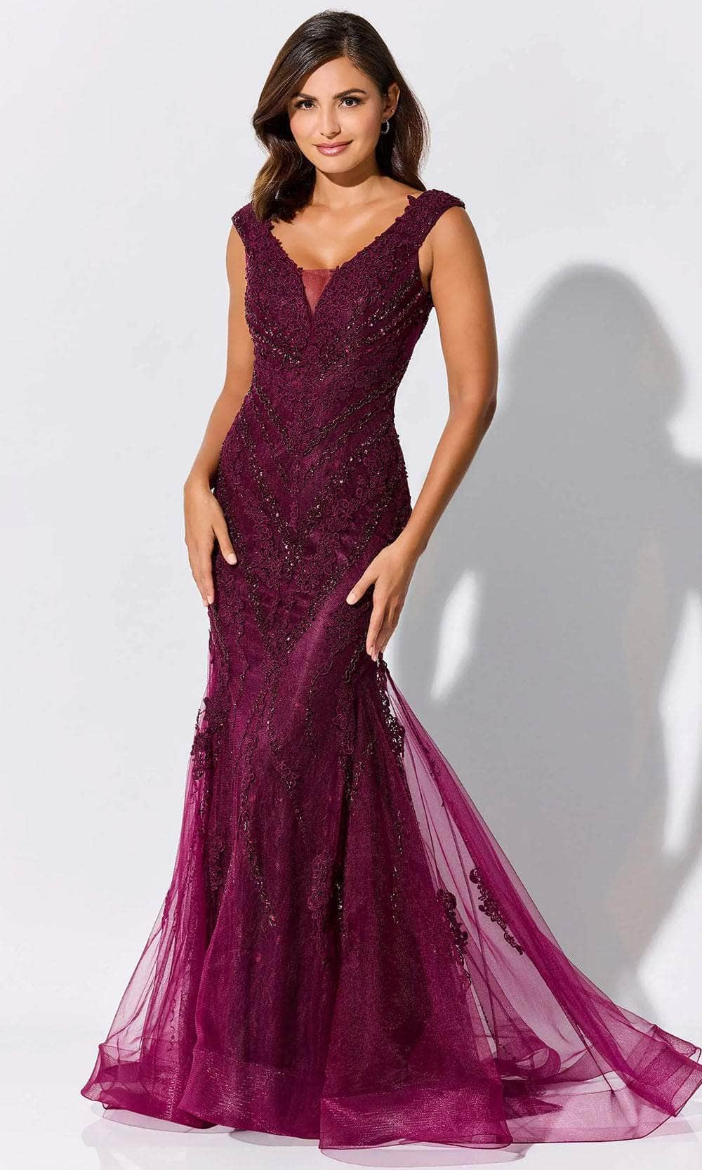 Ivonne D ID317 - V-Neck Stone Accented Prom Gown
