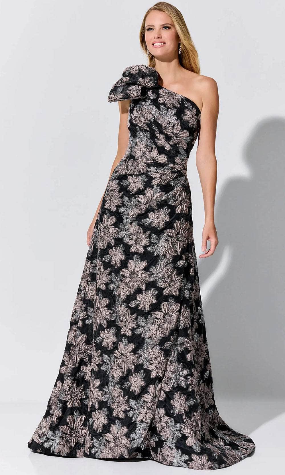 Ivonne D ID326 - Floral One Shoulder Evening Dress
